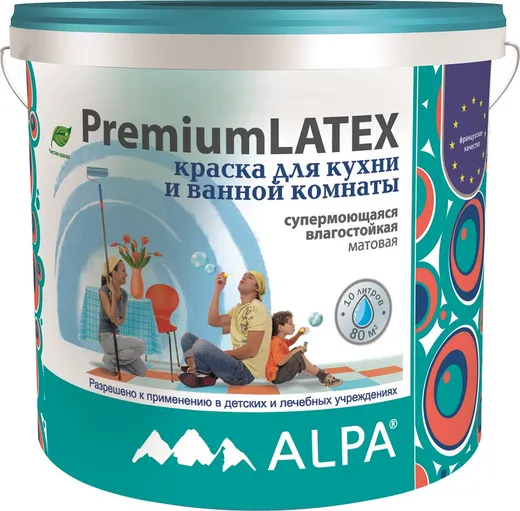 Alpa Premium Latex краска для кухонь и ванных комнат супермоющаяся влагостойкая Alpa Premium Latex краска для кухонь и ванных комнат супермоющаяся влагостойкая недорого с доставкой