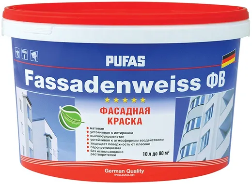 Пуфас Fassadenweiss ФВ фасадная краска с защитой от плесени Пуфас Fassadenweiss ФВ фасадная краска с защитой от плесени недорого с доставкой