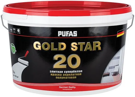 Пуфас Gold Star 20 элитная супербелая краска акрилатная полуматовая Пуфас Gold Star 20 элитная супербелая краска акрилатная полуматовая недорого с доставкой