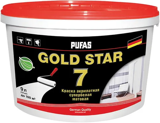 Пуфас Gold Star 7 краска акрилатная супербелая матовая Пуфас Gold Star 7 краска акрилатная супербелая матовая недорого с доставкой