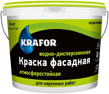 Крафор Фасадная водно-дисперсионная акриловая атмосферостойкая краска Крафор Фасадная водно-дисперсионная акриловая атмосферостойкая краска недорого с доставкой