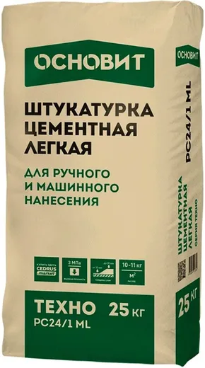 Основит Техно PC 24/1 ML штукатурка цементная легкая Основит Техно PC 24/1 ML штукатурка цементная легкая