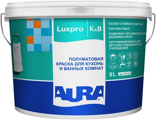 Аура Luxpro K & B полуматовая краска для кухонь и ванных комнат