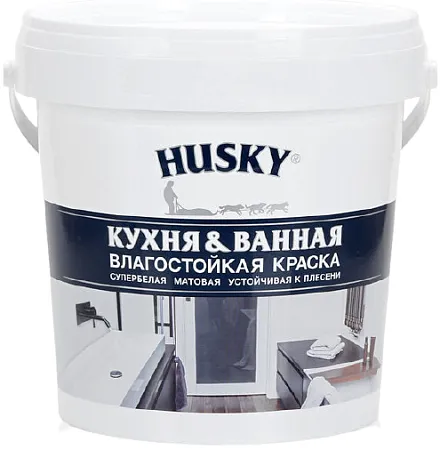 Хаски Кухня & Ванная влагостойкая краска устойчивая к плесени Хаски Кухня & Ванная влагостойкая краска устойчивая к плесени