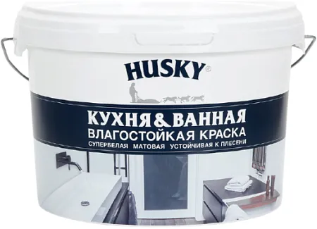 Хаски Кухня & Ванная влагостойкая краска устойчивая к плесени Хаски Кухня & Ванная влагостойкая краска устойчивая к плесени
