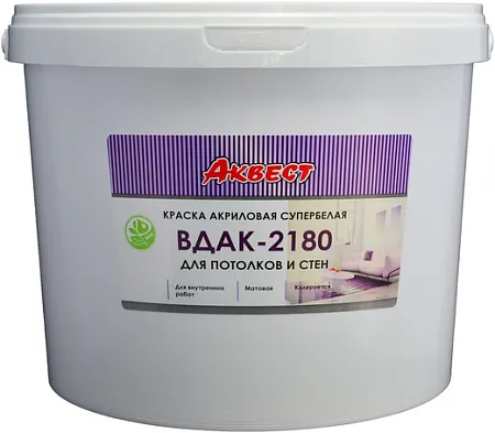 Аквест ВДАК-2180 краска акриловая супербелая для потолков и стен Аквест ВДАК-2180 краска акриловая супербелая для потолков и стен