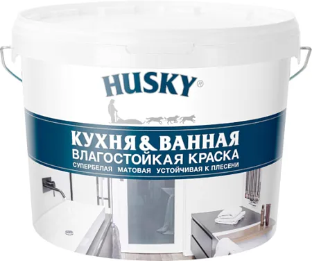 Хаски Кухня & Ванная влагостойкая краска устойчивая к плесени Хаски Кухня & Ванная влагостойкая краска устойчивая к плесени недорого с доставкой