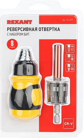 Rexant реверсивная отвертка с набором бит Rexant реверсивная отвертка с набором бит