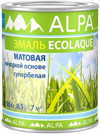 Alpa Ecolaque эмаль на водной основе супербелая Alpa Ecolaque эмаль на водной основе супербелая