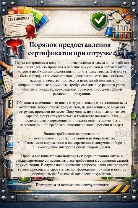 Порядок предоставления сертификатов на лакокрасочную продукцию Порядок предоставления сертификатов на лакокрасочную продукцию