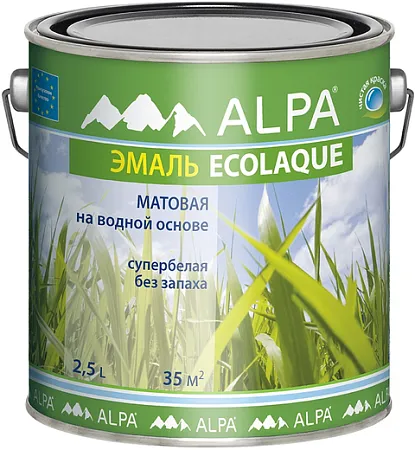 Alpa Ecolaque эмаль на водной основе супербелая Alpa Ecolaque эмаль на водной основе супербелая недорого с доставкой