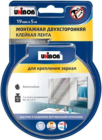 Unibob лента клейкая монтажная двухсторонняя для крепления зеркал Unibob лента клейкая монтажная двухсторонняя для крепления зеркал недорого с доставкой