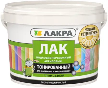 Лакра Тонированный лак воднодисперсионный акриловый с уф-фильтром Лакра Тонированный лак воднодисперсионный акриловый с уф-фильтром