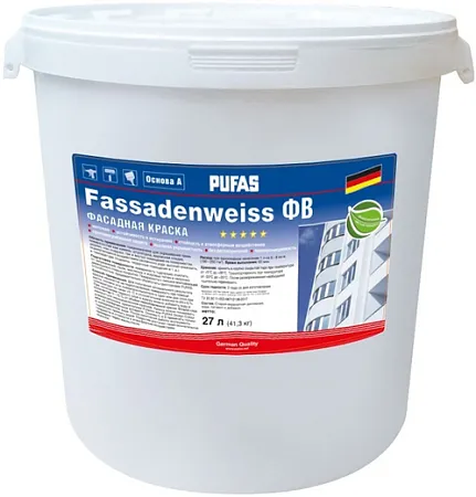 Пуфас Fassadenweiss ФВ фасадная краска с защитой от плесени Пуфас Fassadenweiss ФВ фасадная краска с защитой от плесени