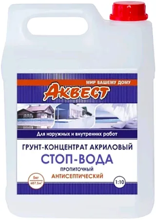 Аквест Стоп-Вода грунт-концентрат акриловый пропиточный антисептический Аквест Стоп-Вода грунт-концентрат акриловый пропиточный антисептический недорого с доставкой