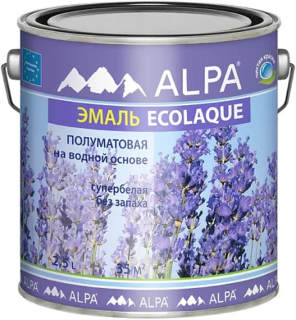 Alpa Ecolaque эмаль на водной основе супербелая Alpa Ecolaque эмаль на водной основе супербелая