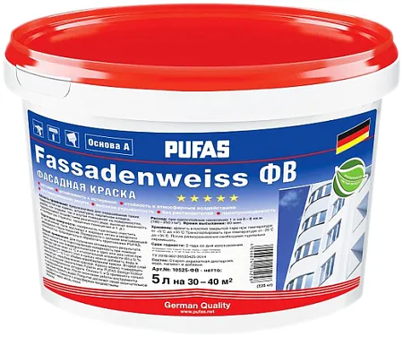 Пуфас Fassadenweiss ФВ фасадная краска с защитой от плесени Пуфас Fassadenweiss ФВ фасадная краска с защитой от плесени